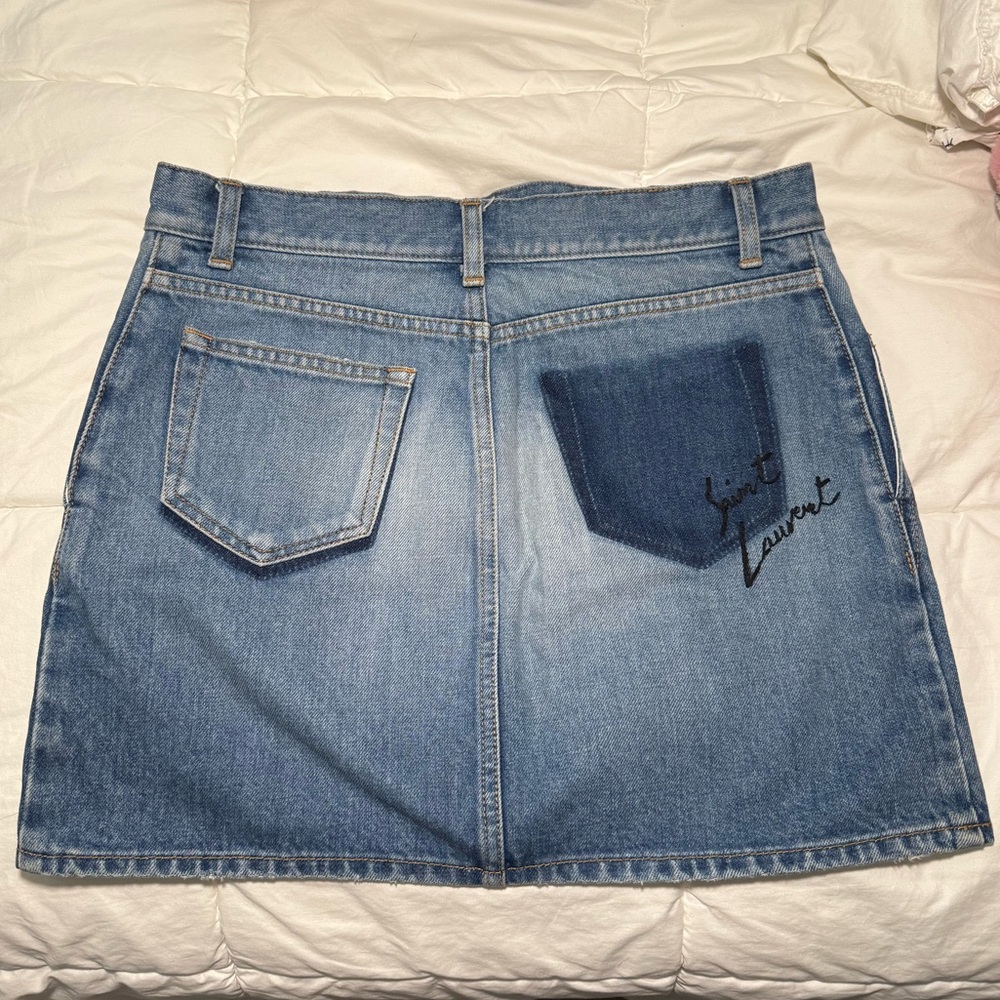 Saint Laurent Signature Denim Skirt